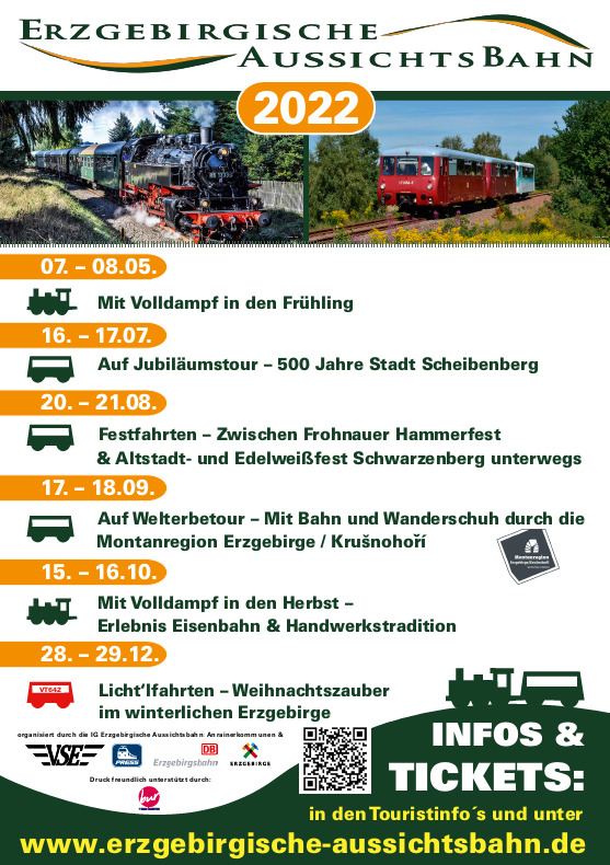 Fahrtprogramm der Erzgebirgischen Aussichtsbahn 2022