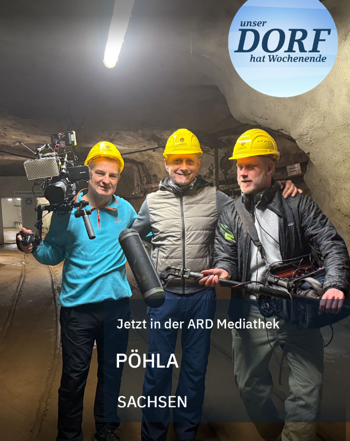 ein Filmteam im Bergwerk Pöhla